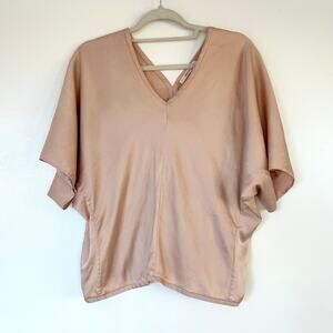 EUC Tomorrowland LTD Silk V-Neck Blouse Sz 36 Pink Blush Dolman Sleeve Top BACCA